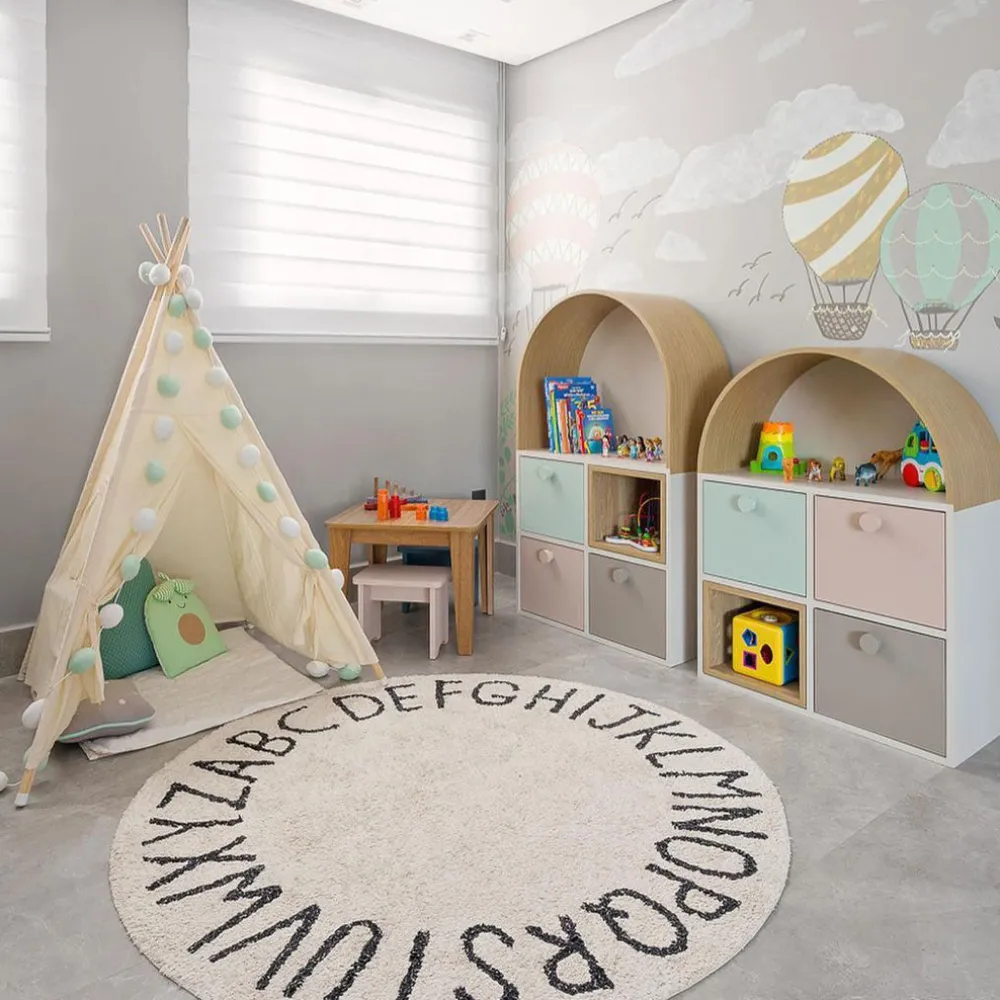 ABC Round Washable Rug