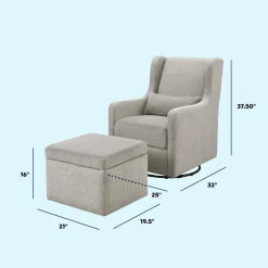 Adrian Swivel Glider With Storage Ottoman