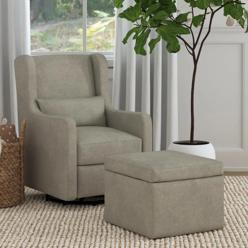 Adrian Swivel Glider With Storage Ottoman