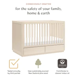 Bento 3-in-1 Convertible Storage Crib with Toddler Bed Conversion Kit