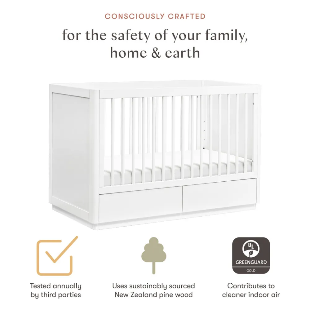 Bento 3-in-1 Convertible Storage Crib with Toddler Bed Conversion Kit