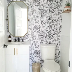 Black and White Floral Mural