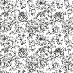 Black and White Floral Mural