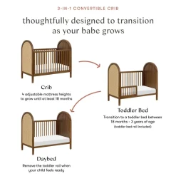 Bondi 3-in-1 Convertible Crib with Toddler Bed Conversion Kit
