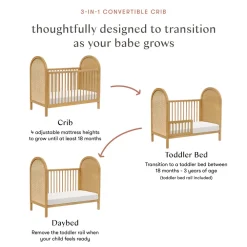 Bondi 3-in-1 Convertible Crib with Toddler Bed Conversion Kit