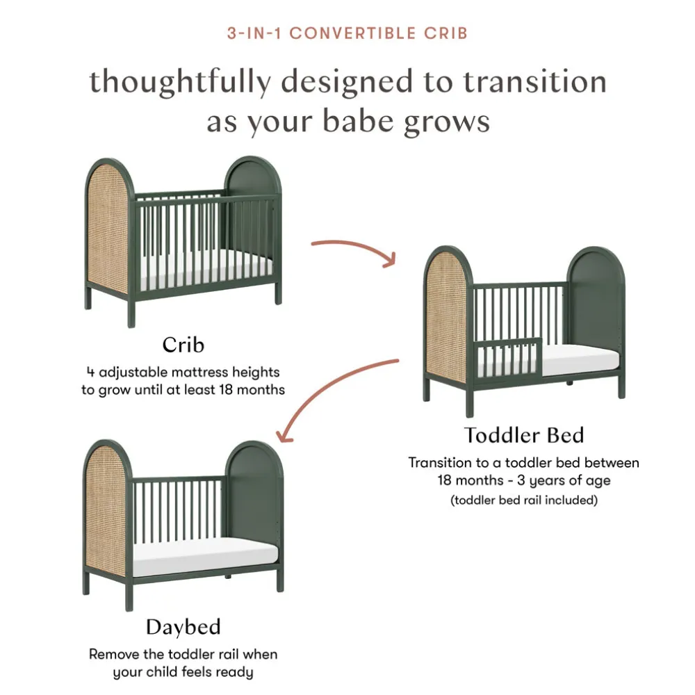 Bondi 3-in-1 Convertible Crib with Toddler Bed Conversion Kit