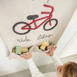 Cool Kids Ride Bikes Wall Pocket Hanger