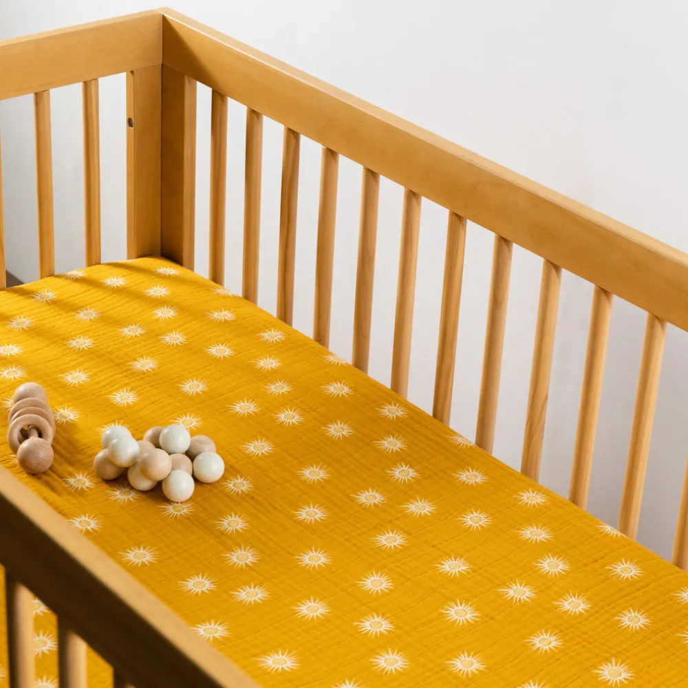 Crib Sheet In GOTS Certified Organic Muslin Cotton