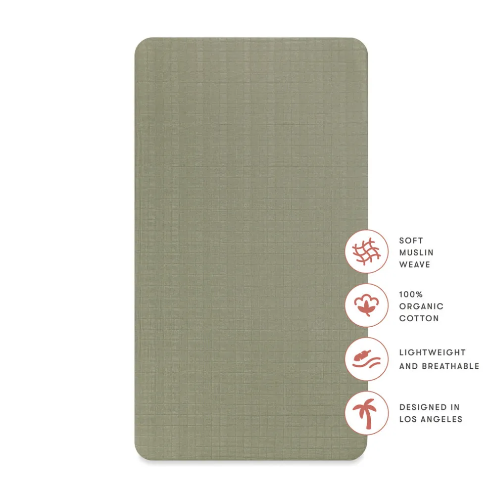 Crib Sheet In GOTS Certified Organic Muslin Cotton