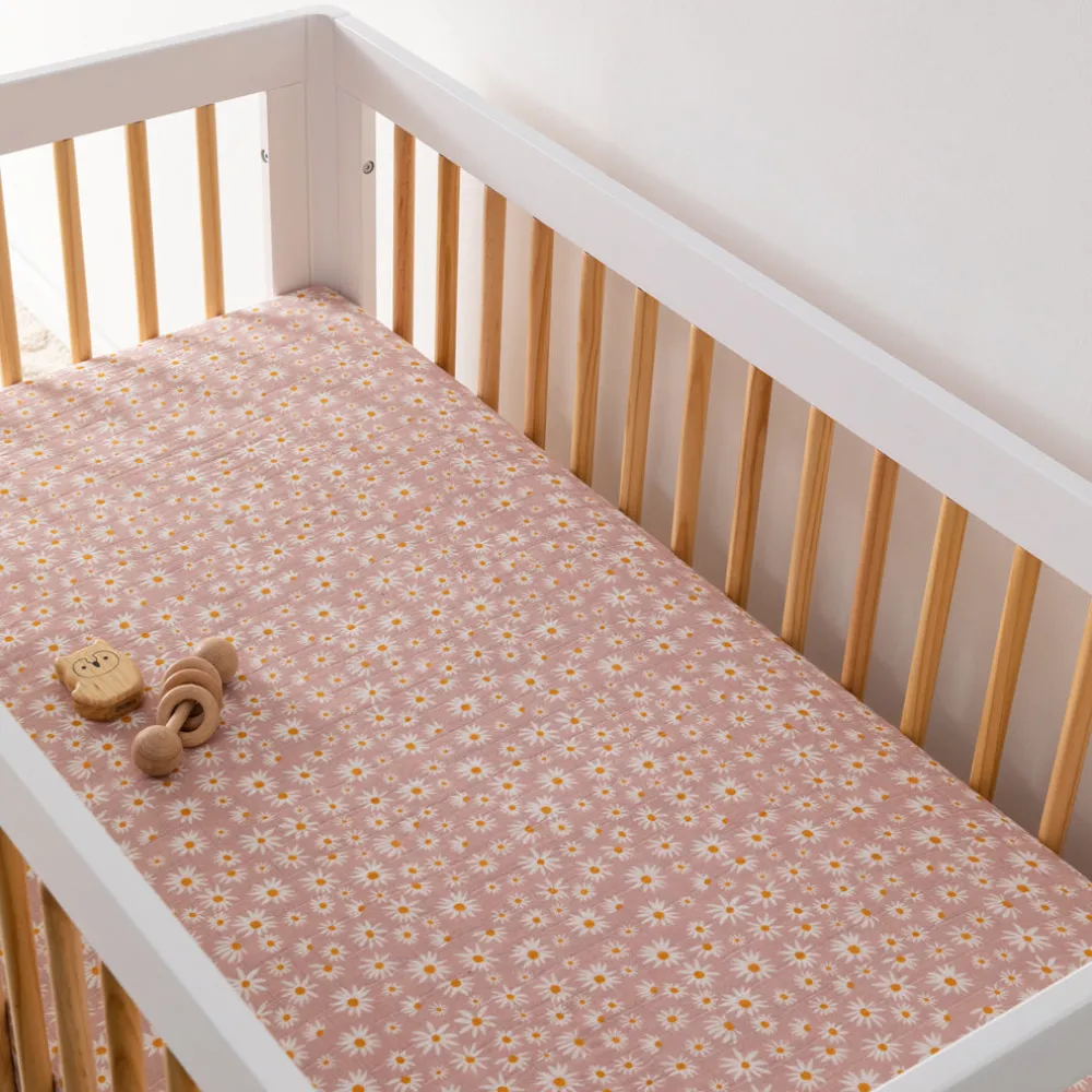 Crib Sheet In GOTS Certified Organic Muslin Cotton