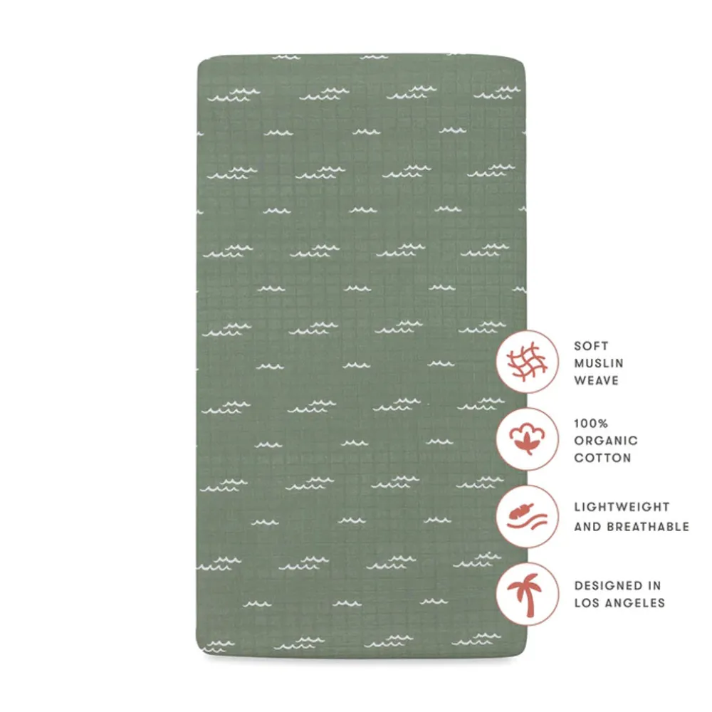 Crib Sheet In GOTS Certified Organic Muslin Cotton