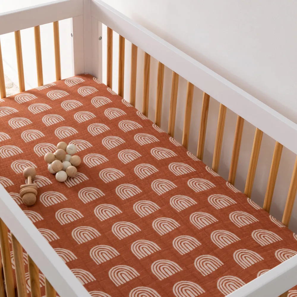 Crib Sheet In GOTS Certified Organic Muslin Cotton
