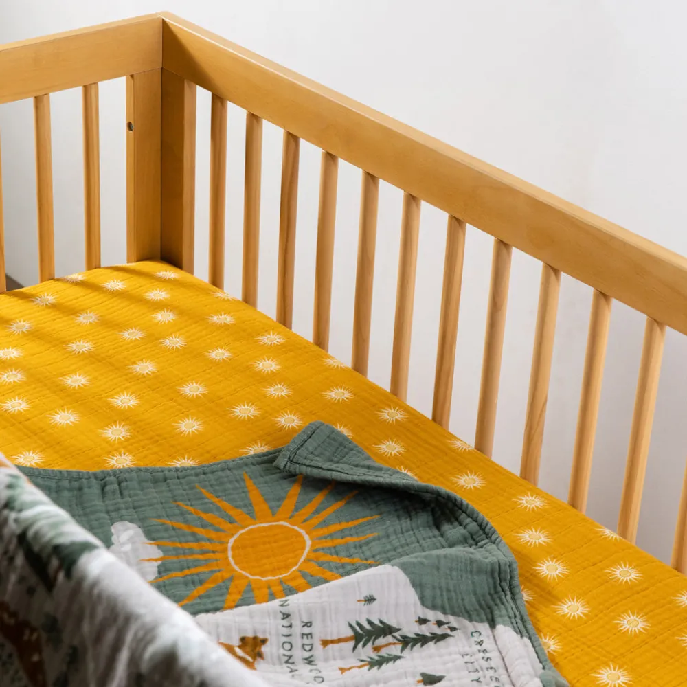 Crib Sheet In GOTS Certified Organic Muslin Cotton
