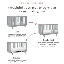 Hudson 3-in-1 Convertible Crib + Toddler Rail