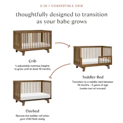 Hudson 3-in-1 Convertible Crib + Toddler Rail