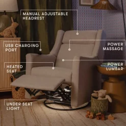 Kiwi Deluxe Power Recliner and Swivel Glider with Heat and Massage