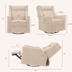 Kiwi Deluxe Power Recliner and Swivel Glider with Heat and Massage