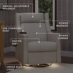 Kiwi Deluxe Power Recliner and Swivel Glider with Heat and Massage