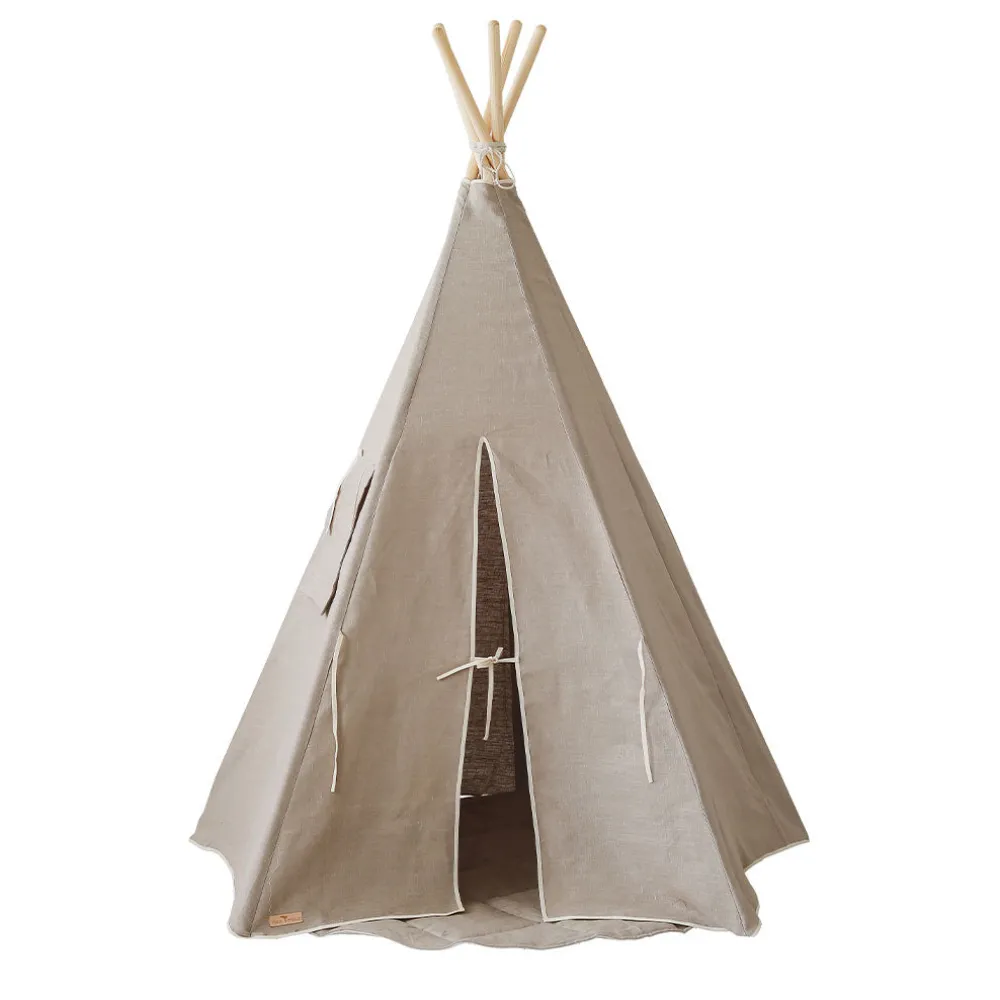 Linen Teepee Tent and Mat Set