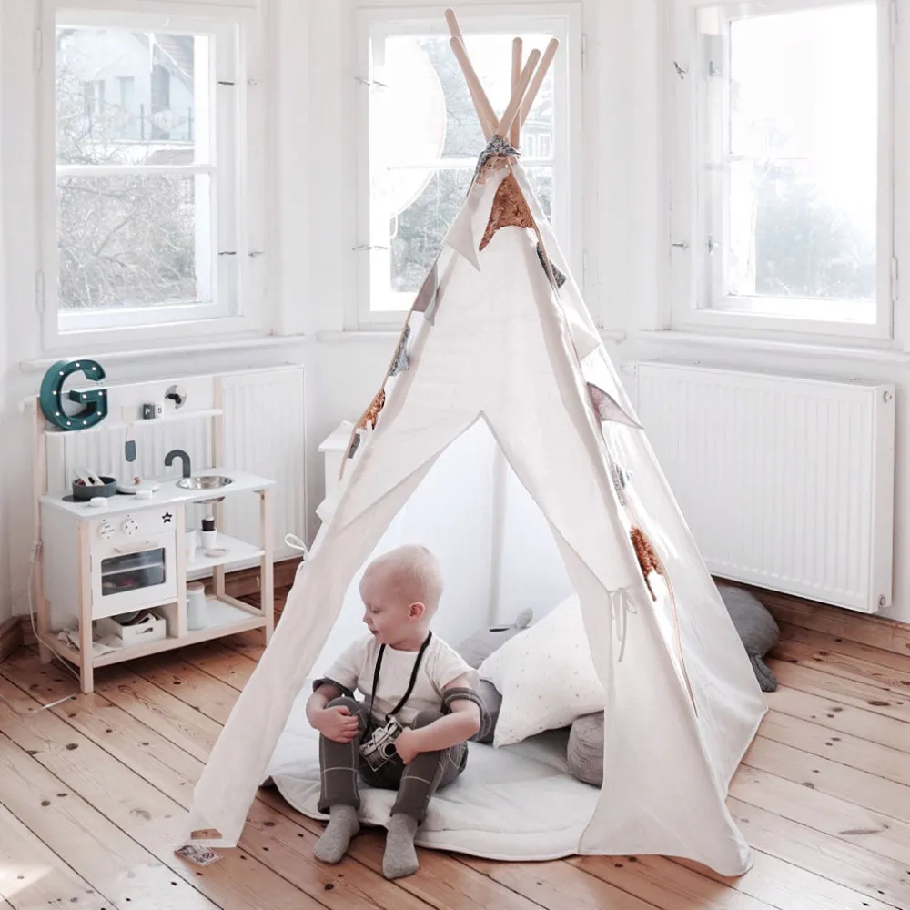 Linen Teepee Tent and Mat Set
