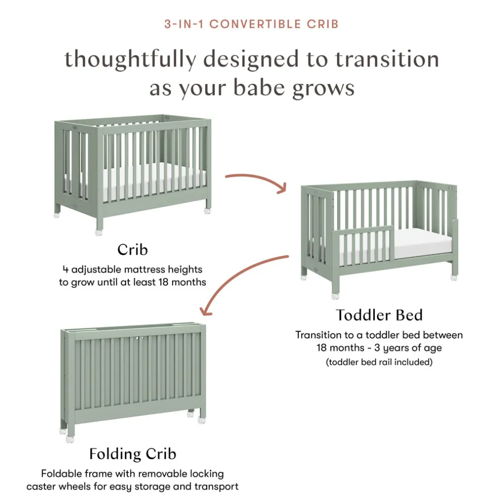 Maki Portable Folding Crib + Conversion Kit