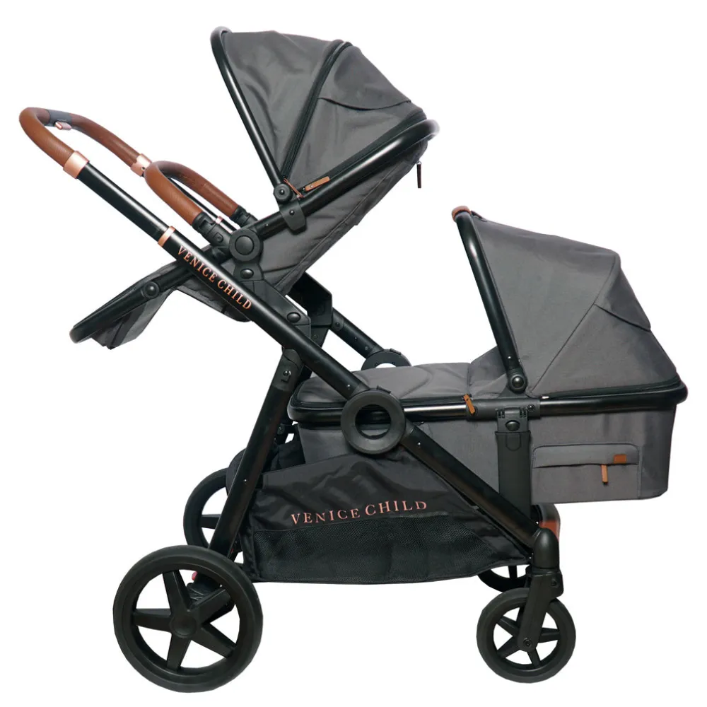 Maverick Single To Double Stroller With Bassinet and Toddler Seat