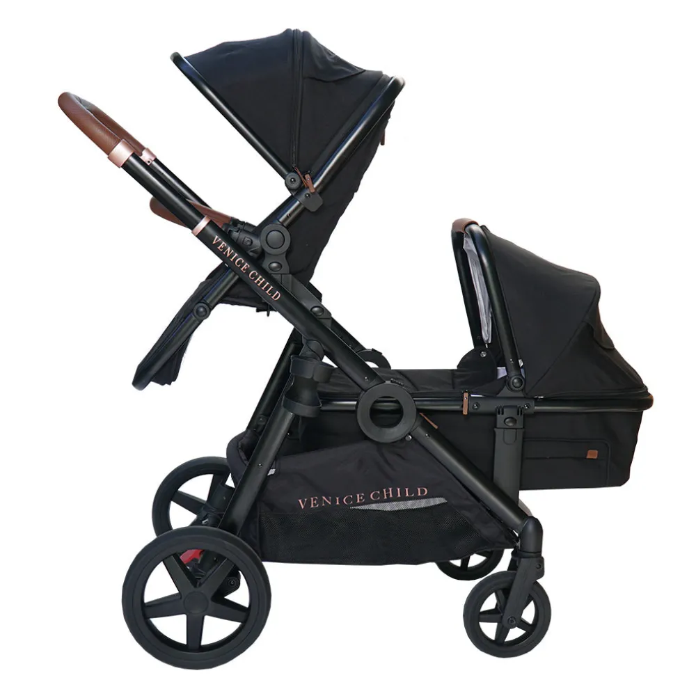 Maverick Single To Double Stroller With Bassinet and Toddler Seat