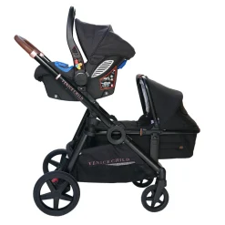 Maverick Single To Double Stroller With Bassinet and Toddler Seat