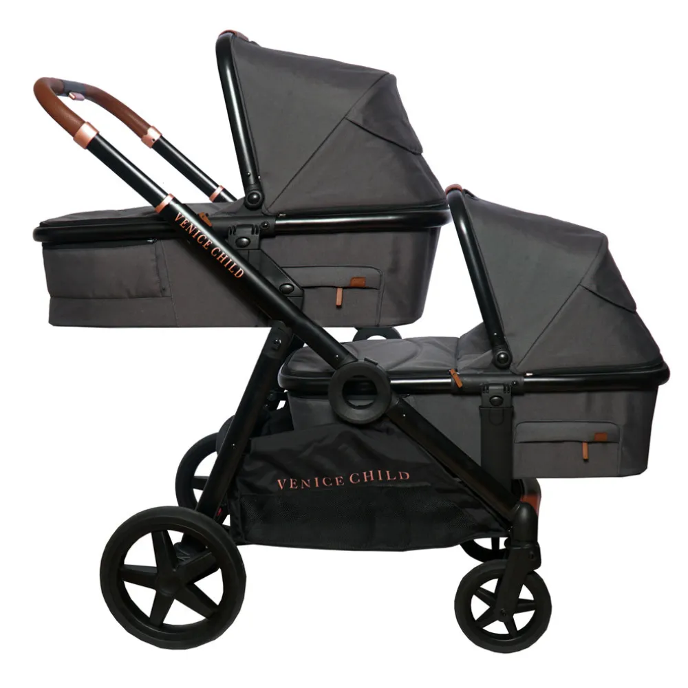 Maverick Single To Double Stroller With Bassinet and Toddler Seat