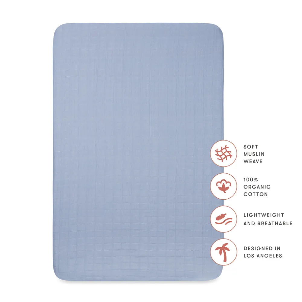 Mini Crib Sheet In GOTS Certified Organic Muslin Cotton