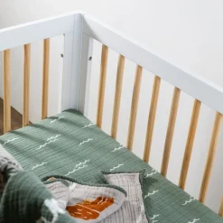 Mini Crib Sheet In GOTS Certified Organic Muslin Cotton