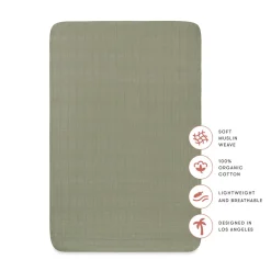 Mini Crib Sheet In GOTS Certified Organic Muslin Cotton