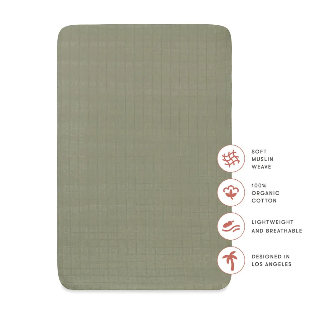 Mini Crib Sheet In GOTS Certified Organic Muslin Cotton