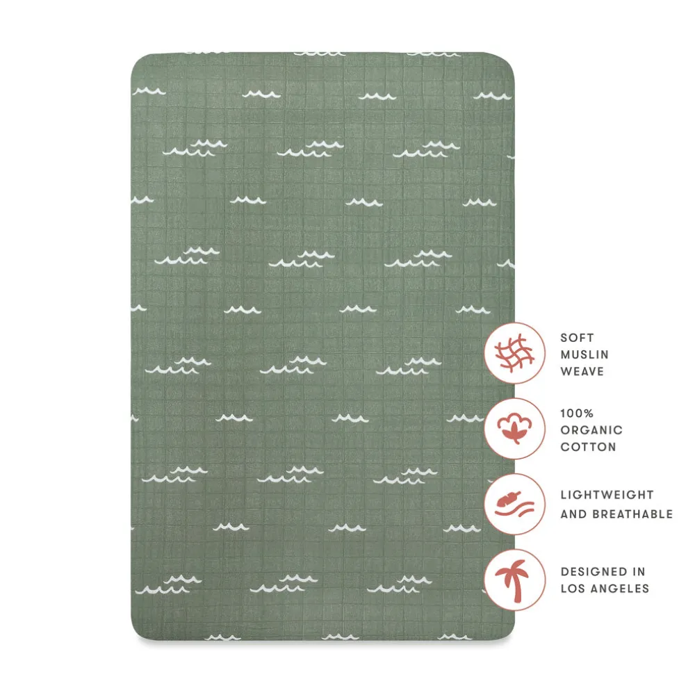 Mini Crib Sheet In GOTS Certified Organic Muslin Cotton
