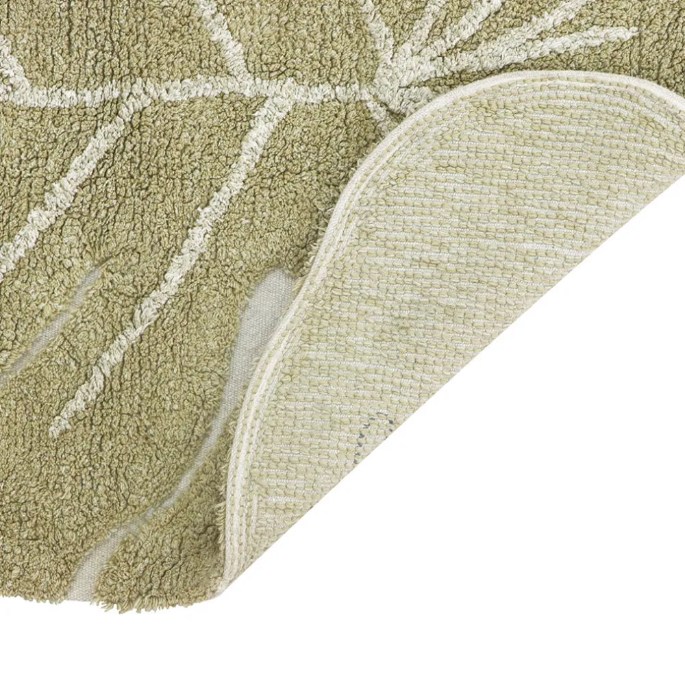 Mini Monstera Washable Rug in Olive