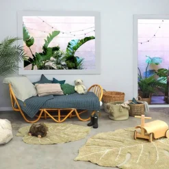 Mini Monstera Washable Rug in Olive