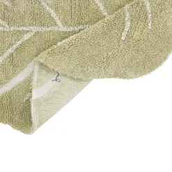 Mini Monstera Washable Rug in Olive