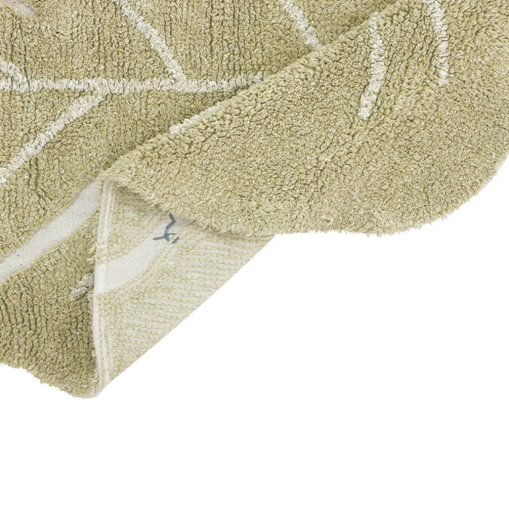 Mini Monstera Washable Rug in Olive