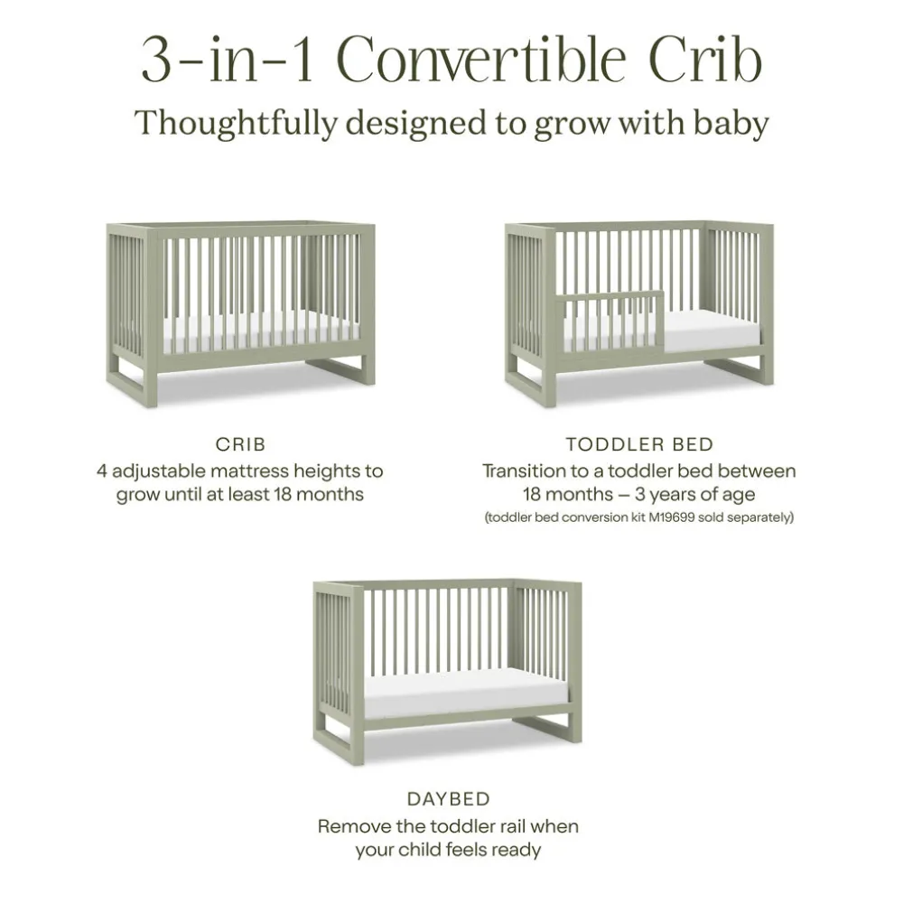 Nantucket 3-in-1 Convertible Crib With Toddler Bed Conversion Kit