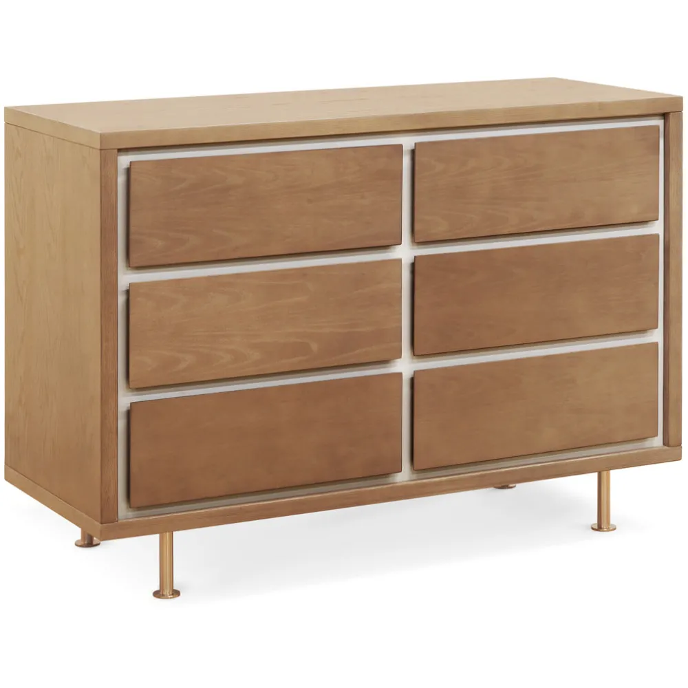 Novella 6 Drawer Dresser in Stained Ash and Ivory
