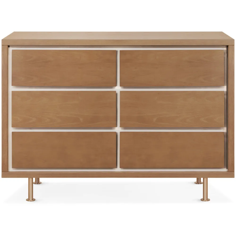 Novella 6 Drawer Dresser in Stained Ash and Ivory