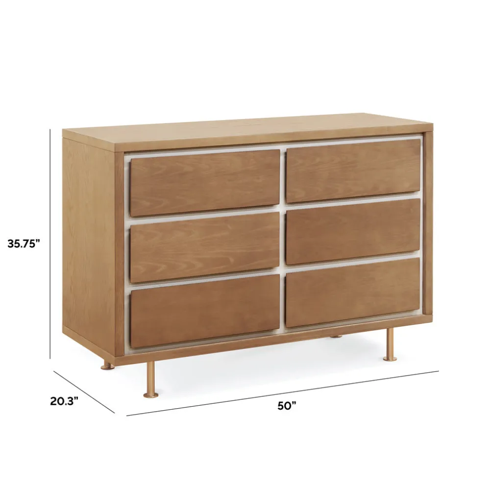 Novella 6 Drawer Dresser in Stained Ash and Ivory