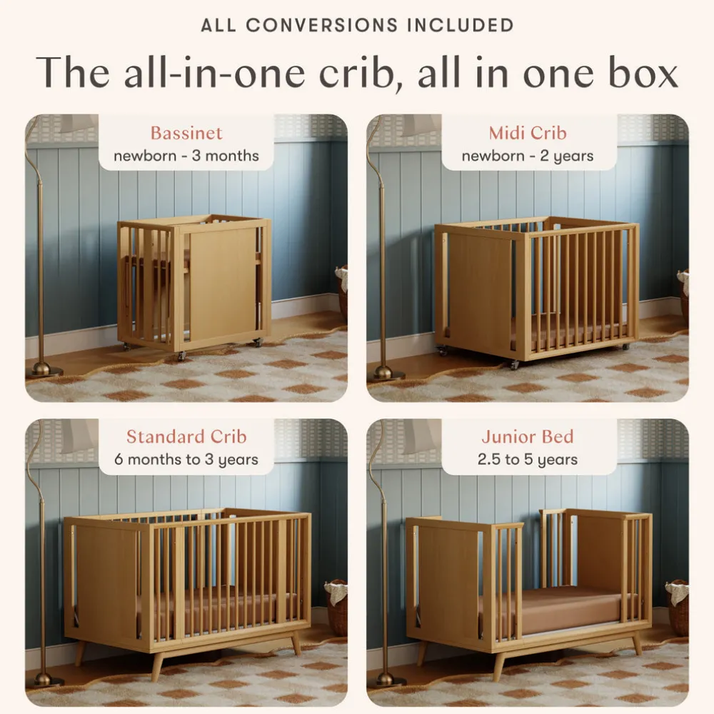 Palma 8-in-1 Convertible All-Stages Crib with Bassinet & Toddler Bed Kits