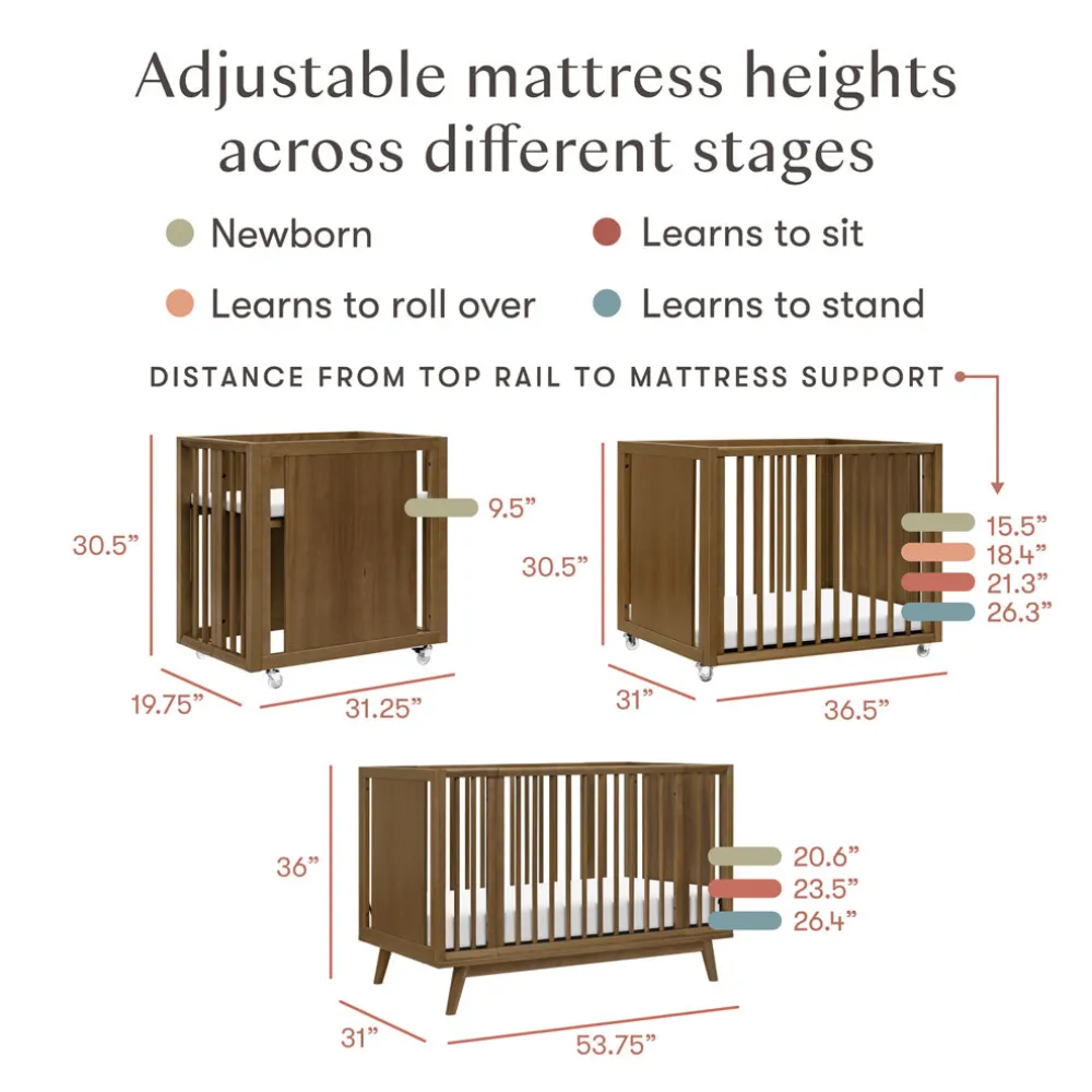 Palma 8-in-1 Convertible All-Stages Crib with Bassinet & Toddler Bed Kits