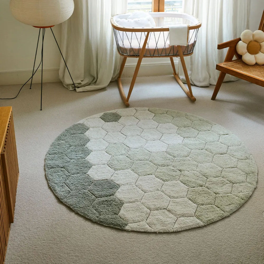 Round Honeycomb Washable Rug
