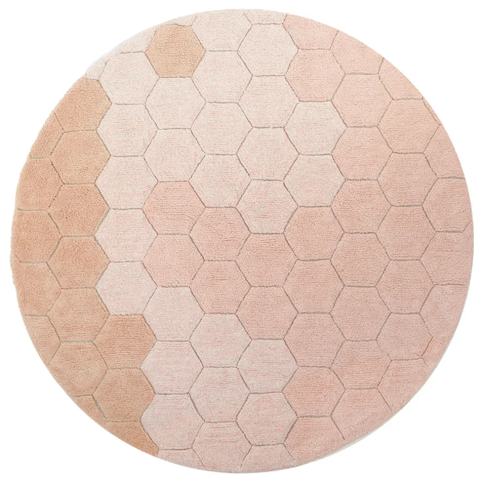 Round Honeycomb Washable Rug