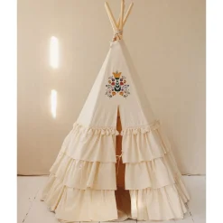 Teepee Tent with Frills and Mat Set