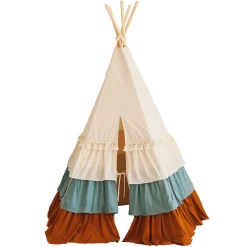 Teepee Tent with Frills and Mat Set