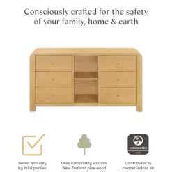 TipToe 6-Drawer Extra Wide Assembled Dresser with Cubbies (62