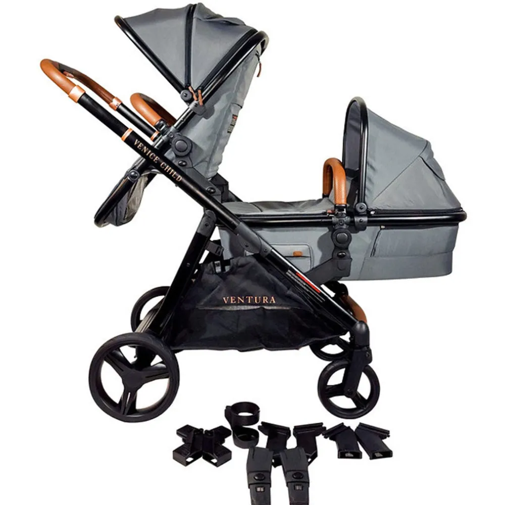 Ventura Single to Double Sit-and-Stand Stroller & Bassinet
